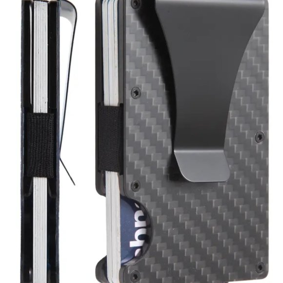 Minimalist Wallet Slim Carbon Fiber RFID Blocking Card Holder Wallet Money Clip - Picture 1 of 3
